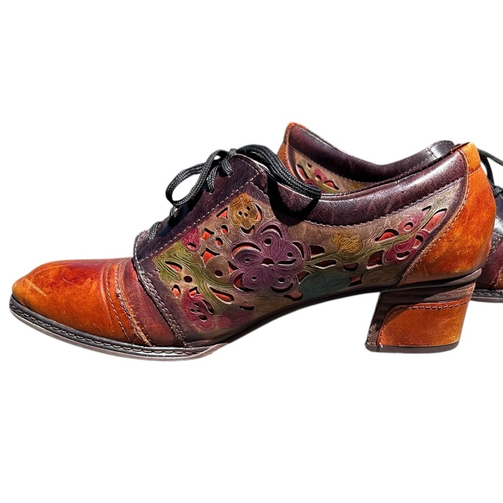 L'artiste Laser Cut Shoes 41 Goth Whimsgoth Artsy Boho Dark Academia Lace Up - Picture 6 of 14